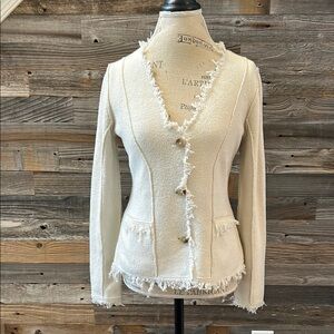 NWT Joie Cream Frayed Edge Cardigan / Jacket Size XS